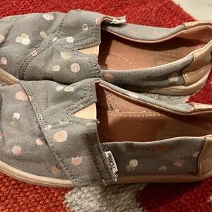 TOMS Gray Polka Dot Slip-On Shoes